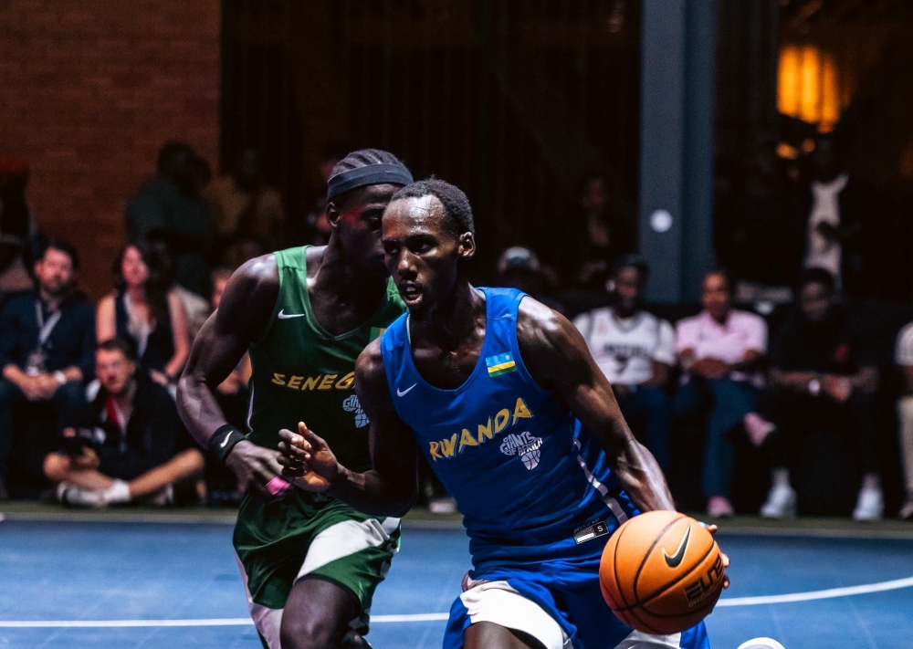 Kayijuka in action against Senegal in the final of Giants of Africa basketball tournament.