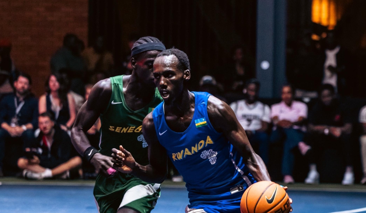 Kayijuka in action against Senegal in the final of Giants of Africa basketball tournament.