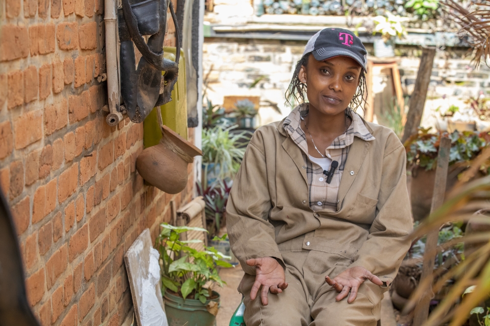 Aime Sandrine Usanase, known professionally as Sachala, is a ceramics and sculpture artist based at Masaka Incubation Centre, where she runs a gallery and workshop.  All photos by Craish Bahizi