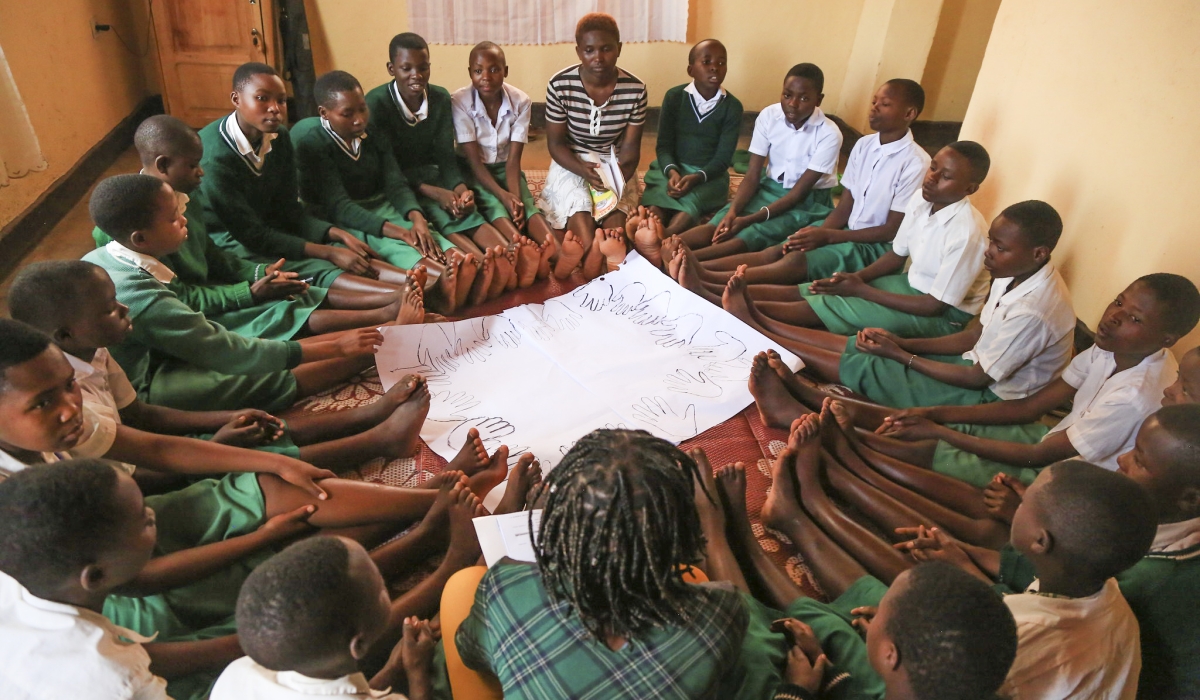 Female students during a session on reproductive health in Gisagara. File