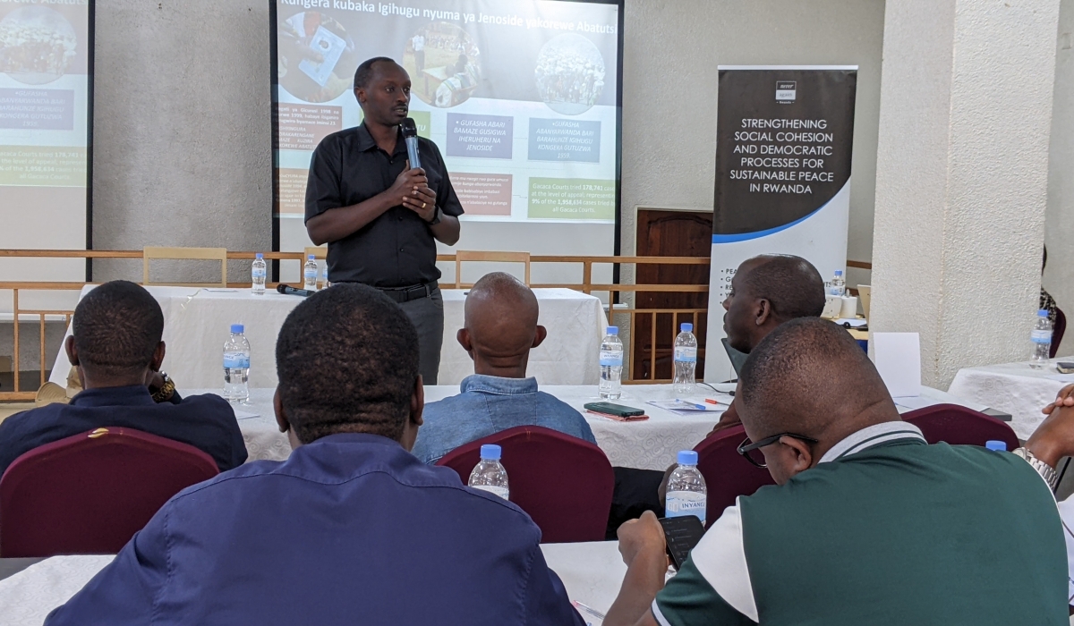 Grassroots leaders in Rubavu District attend the ongoing training, by Never Again Rwanda, in the border districts of Rubavu, Huye, Gisagara, Nyagatare, and Kayonza. The program equips them with the skills to address the deep-rooted psychological wounds to improve service delivery. Photos by Germain Nsanzimana.