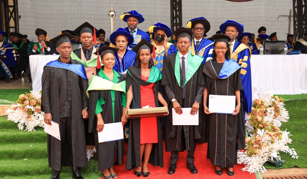 Mount Kigali University&#039;s Best performers pose for a photo with officials at the event  on Friday, August 8. Courtesy