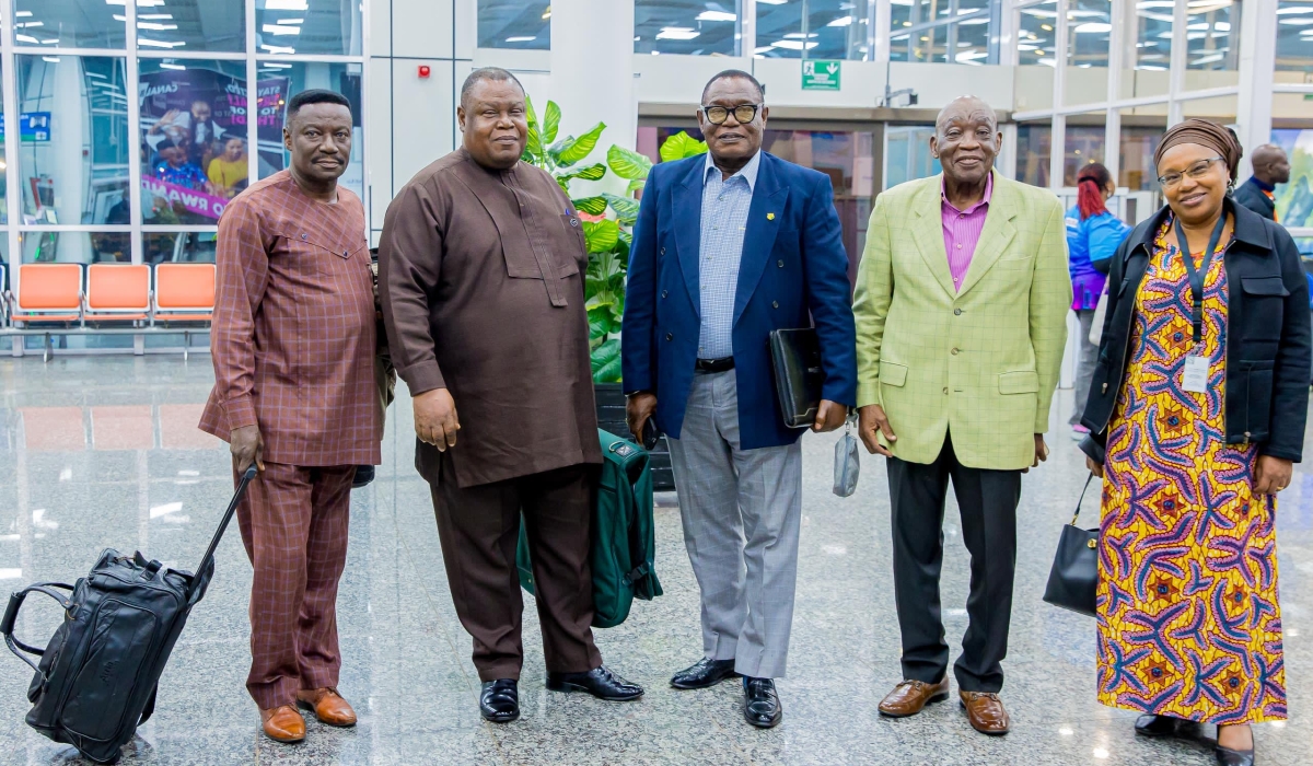 Former UN peacekeepers who served in Rwanda during 1994, arrive at Kigali International Airport  on Wednesday, August 13, for a commemorative tour in Rwanda. Courtesy