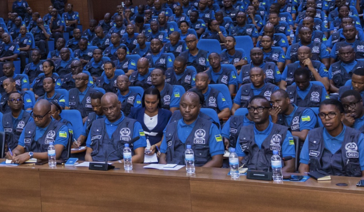Rwanda Investigation Bureau personnel follow Minister of Justice Emmaunel Ugirashebuja&#039;s remarks during the General Assembly on Thursday August 14. Courtesy