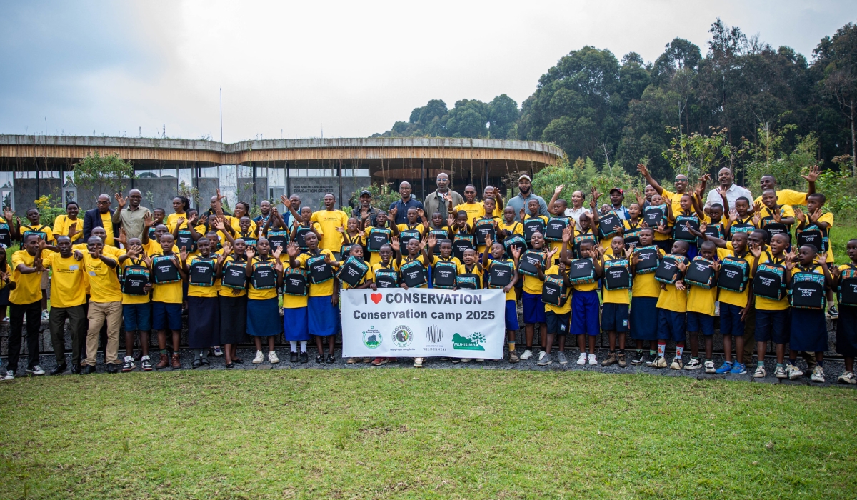 Wilderness Bisate’s team with Children in the Wilderness Conservation Camp 2025. Photos by Dan Gatsinzi