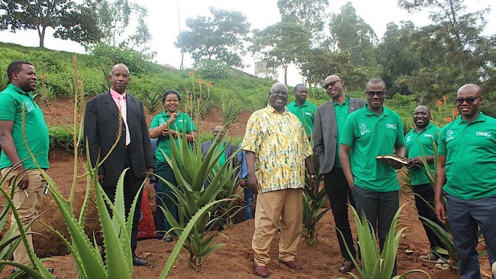 Officials from NIRDA and FXB-Rwanda visit some herbal medicinal plants at the Huye Research Centre on February 15, 2023. Courtesy