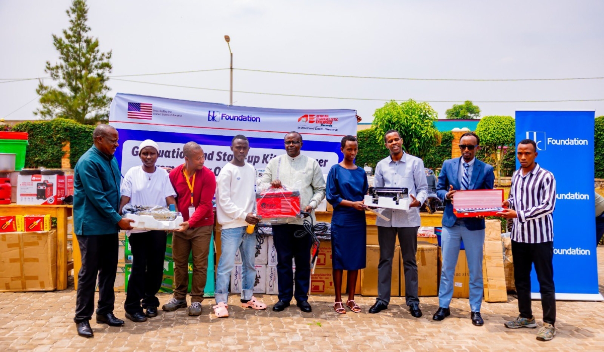 Officials award the best performers as they celebrated 40 youth who completed six months of technical and vocational training through BK Foundation scholarships. Courtesy