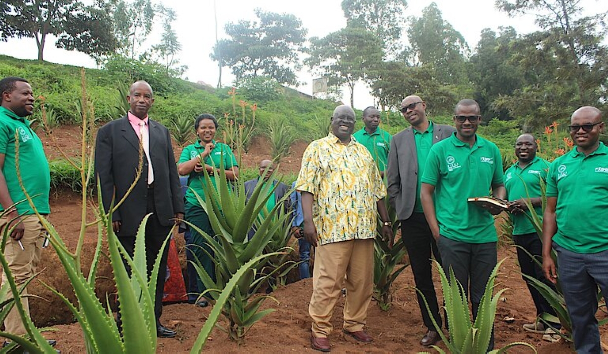 Officials from NIRDA and FXB-Rwanda visit some herbal medicinal plants at the Huye Research Centre on February 15, 2023. Courtesy
