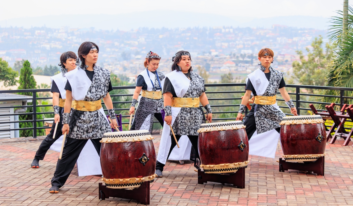 Japanese traditional drummers, Wadaiko Hama, concluded their nationwide tour in Rwanda. Courtesy