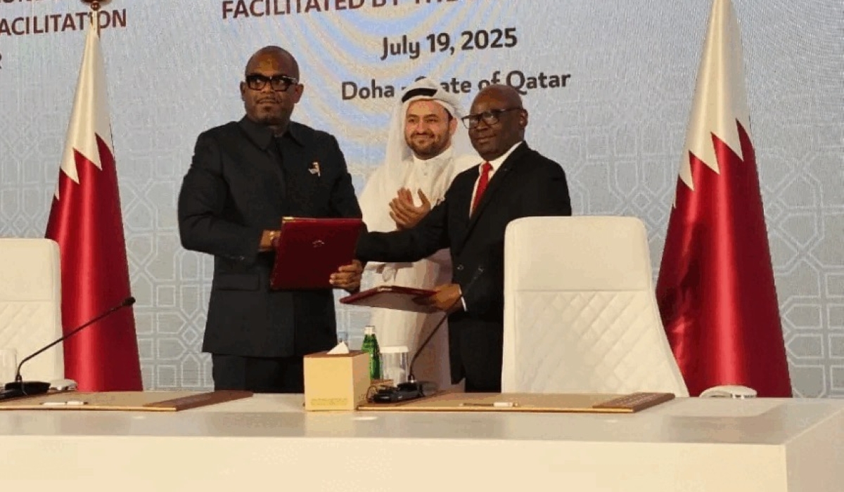 DR Congo and M23 representatives in Doha in July.