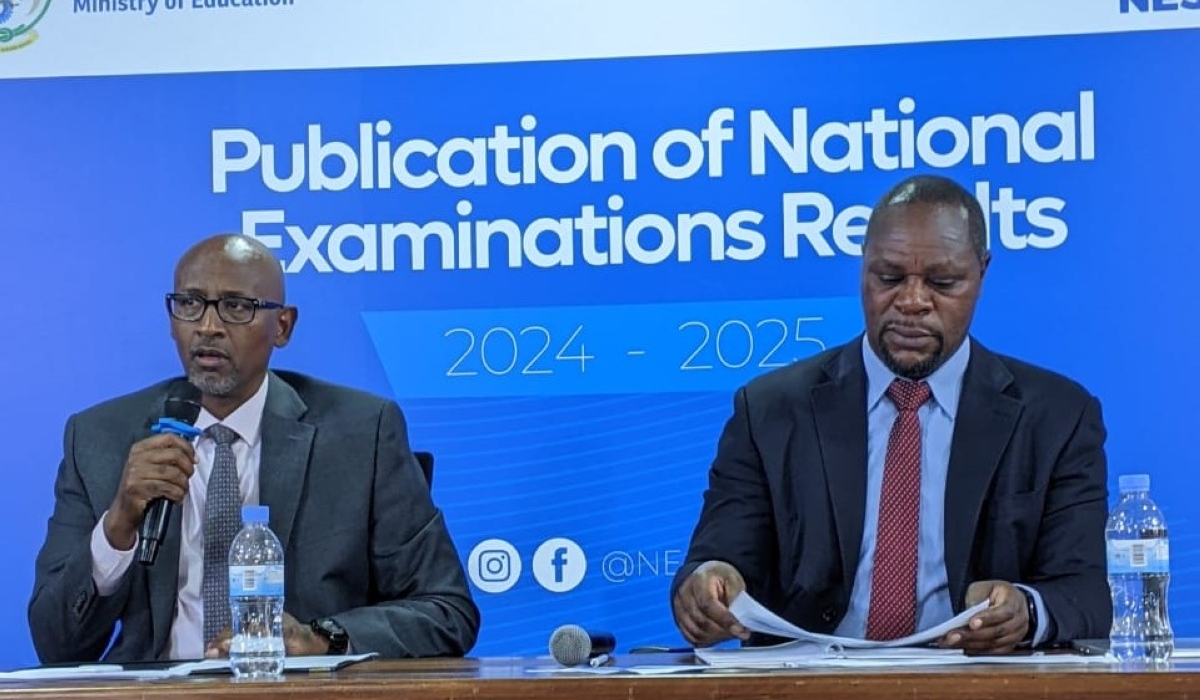 Minister of Education Joseph Nsengimana presents the results on Tuesday, August 19. NESA announced the results on Tuesday, August 19. Out of 219,926 registered PLE candidates, 166,334 passed, representing 75.64 percent. Craish BAHIZI
