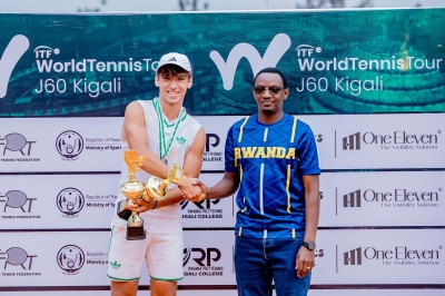 American rising tennis player Eaden-Zack Harron (L) was all smiles after winning his first J60 Kigali title on August 9-courtesy photos 