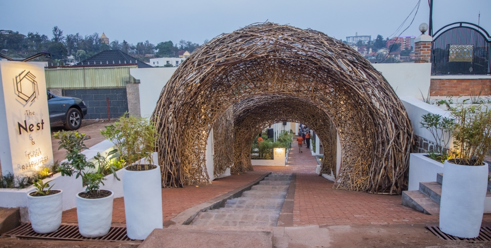 A view of  a woven twig entrance at The Nest, the newly inaugurated restaurant in Kigali on Wednesday, August 21. Photos by Craish Bahizi
