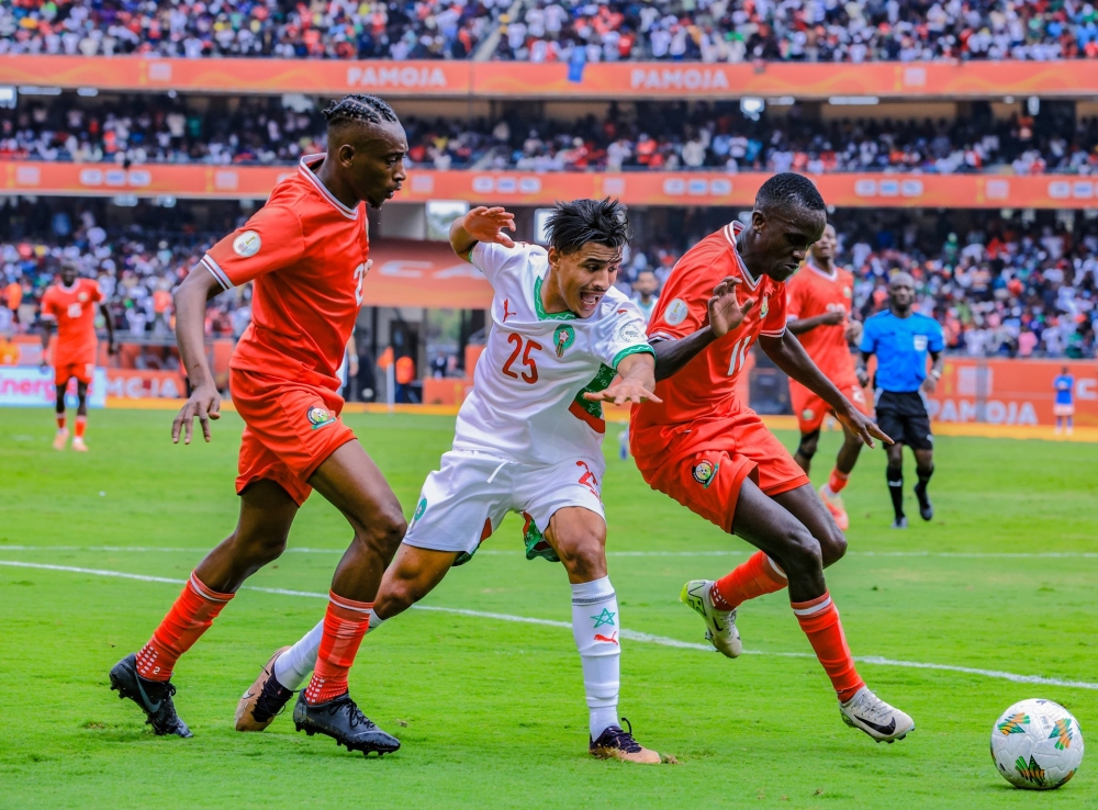Thousands of fans watch a crucial game between Kenya and Morocco during the CHAN.