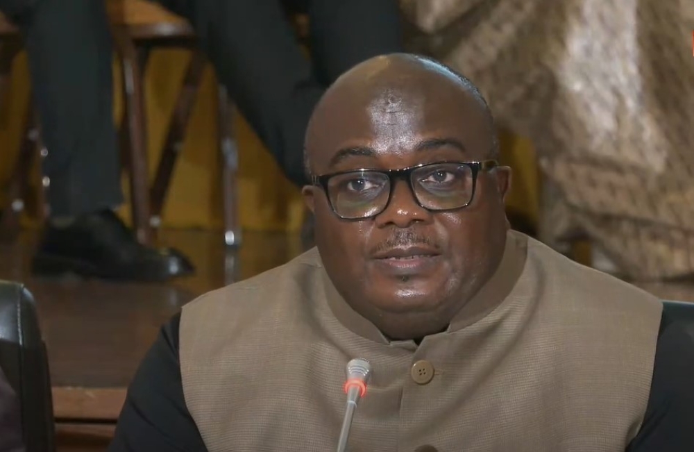 AFC/M23 deputy coordinator Bertrand Bisimwa speaks at a news conference in Goma on Friday, August 22.