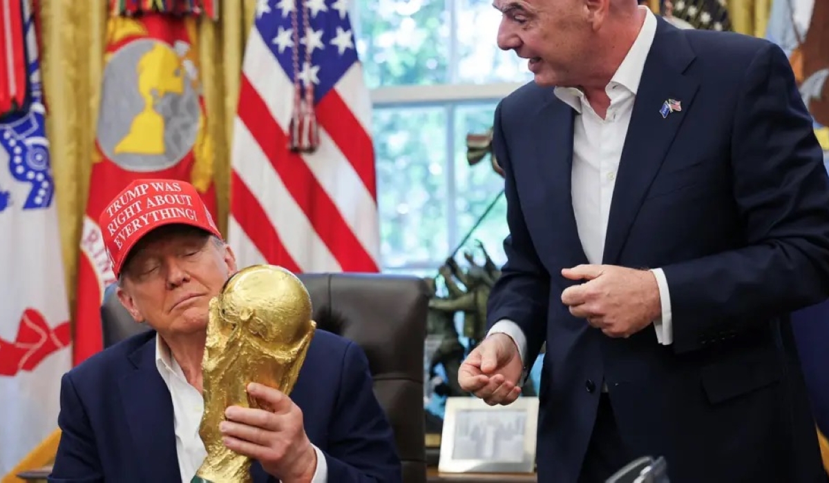 Donald Trump has a close relationship with Fifa and presented the Club World Cup trophy to Chelsea in the summer. REUTERS