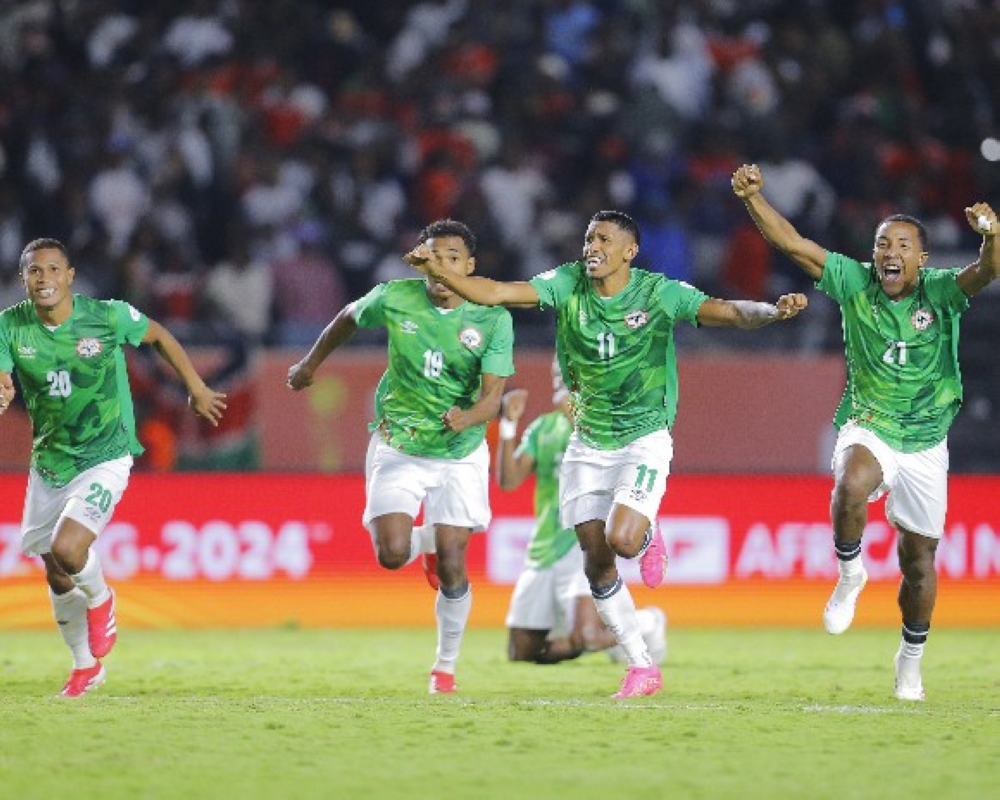 Madagascar players celebrates victory during the 2024 African Nations Championship, CHAN, Quarter Final match between Kenya and Madagascar at the kasarani Stadium in Nairobi , Kenya on 22 August 2025 ©Djaffar Ladjal/BackpagePix