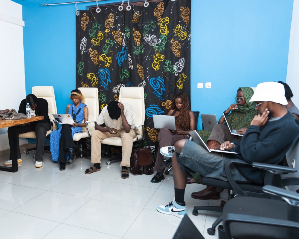 Youth during a meeting session at Kigali Multimedia Hub. Courtesy