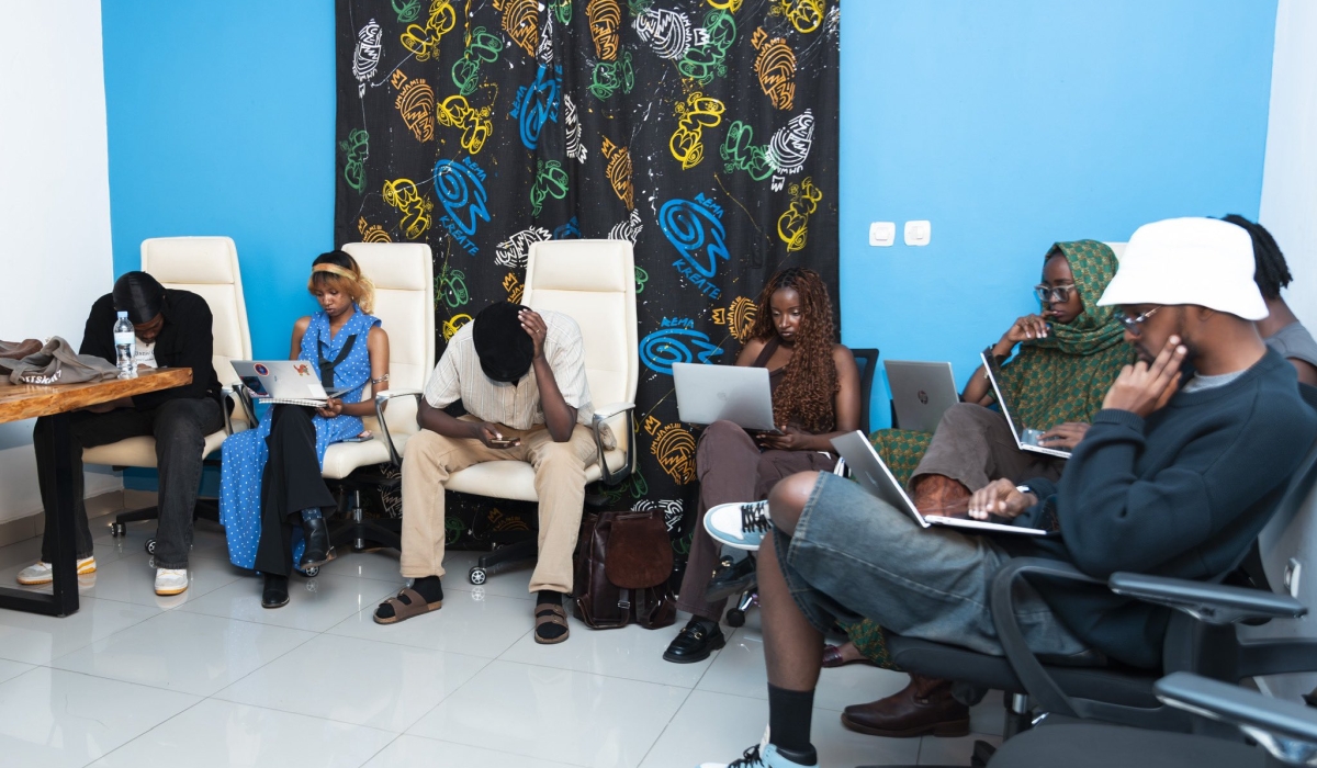 Youth during a meeting session at Kigali Multimedia Hub. Courtesy