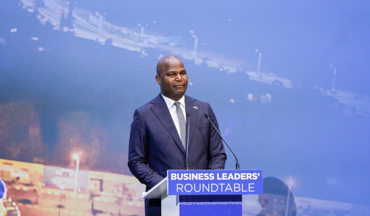 Mozambican President Daniel Chopa delivers his remarks at the High-Level Business Leaders’ Roundtable on Thursday,  on August 28. Photos Dan Gatsinzi