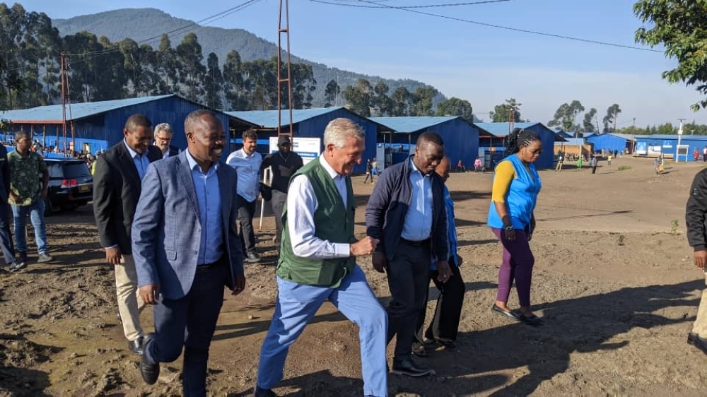 The UN High Commissioner for Refugees, Filippo Grandi, touring Nkamira Transit Camp on  Friday, August 29. Photos by Germain Nsanzimana.