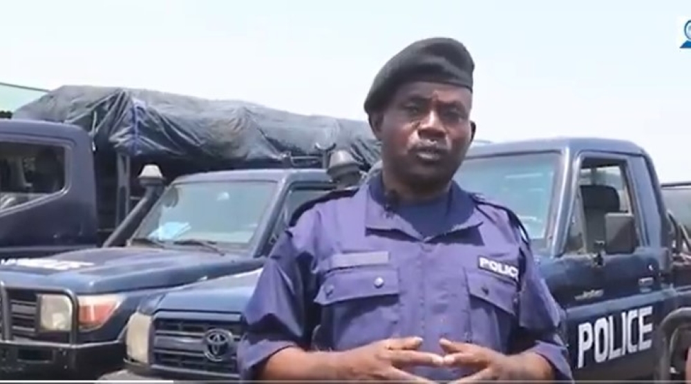 Colonel Guillaume Eboko speaks to journalists in Goma