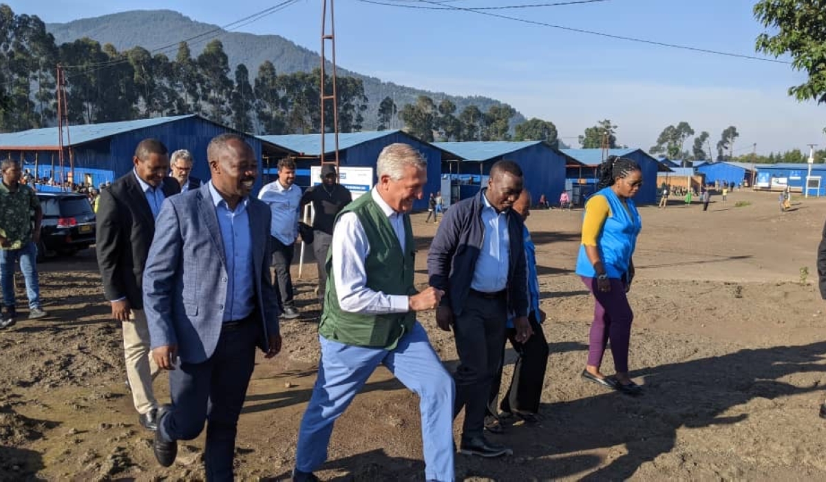 The UN High Commissioner for Refugees, Filippo Grandi, touring Nkamira Transit Camp on  Friday, August 29. Photos by Germain Nsanzimana.