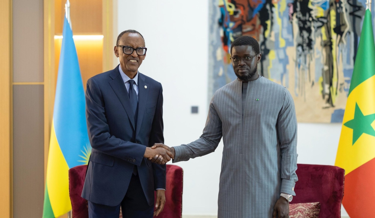 President Paul Kagame was received by his counterpart, President Bassirou Diomaye Faye, ahead of this year’s Africa Food Systems Forum. Photo by Village Urugwiro