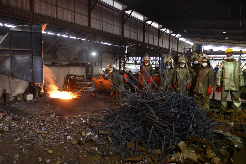 Workers at Rwamagana based SteelRwa. FILE