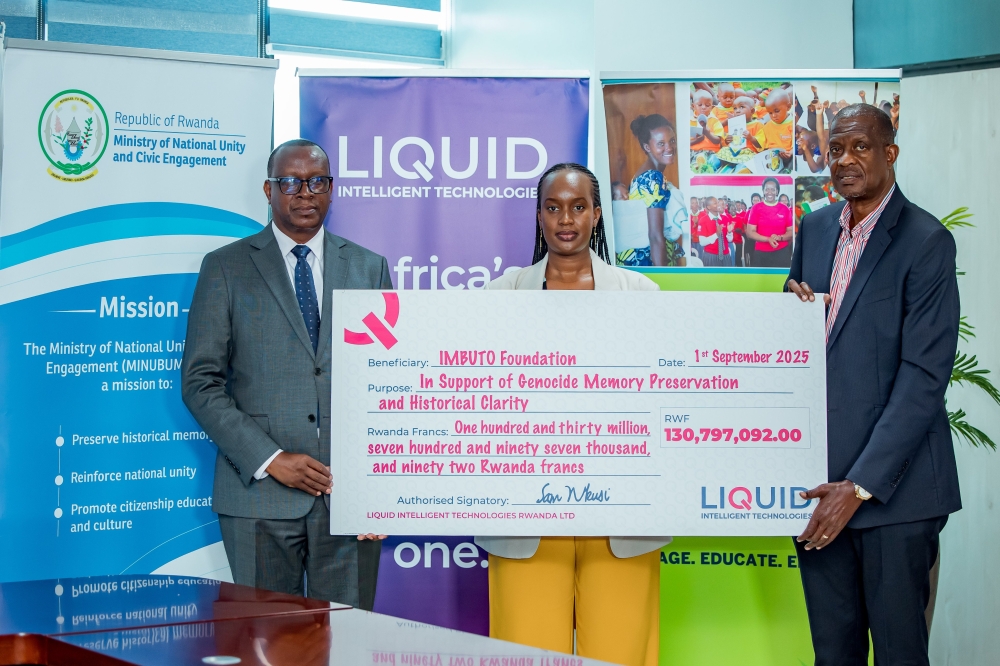 Intelligent Technologies (Liquid), has donated $100,000 donation to the Imbuto Foundation. Courtesy