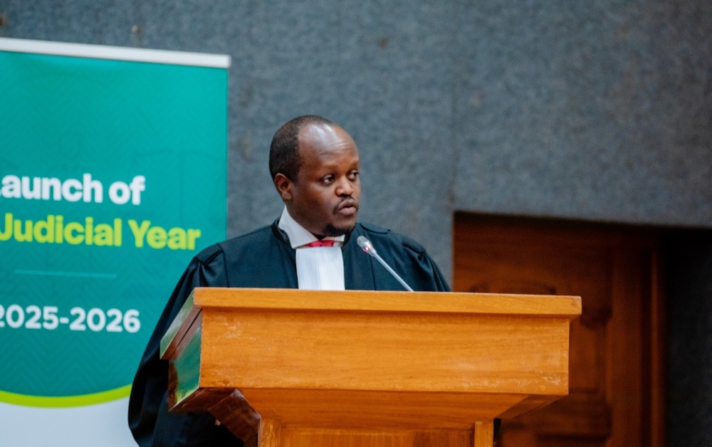 Rwanda Bar Association  president, Moise Nkundabarashi delivers his remarks during the launch of the new judicial year on Monday, September 1. Courtesy