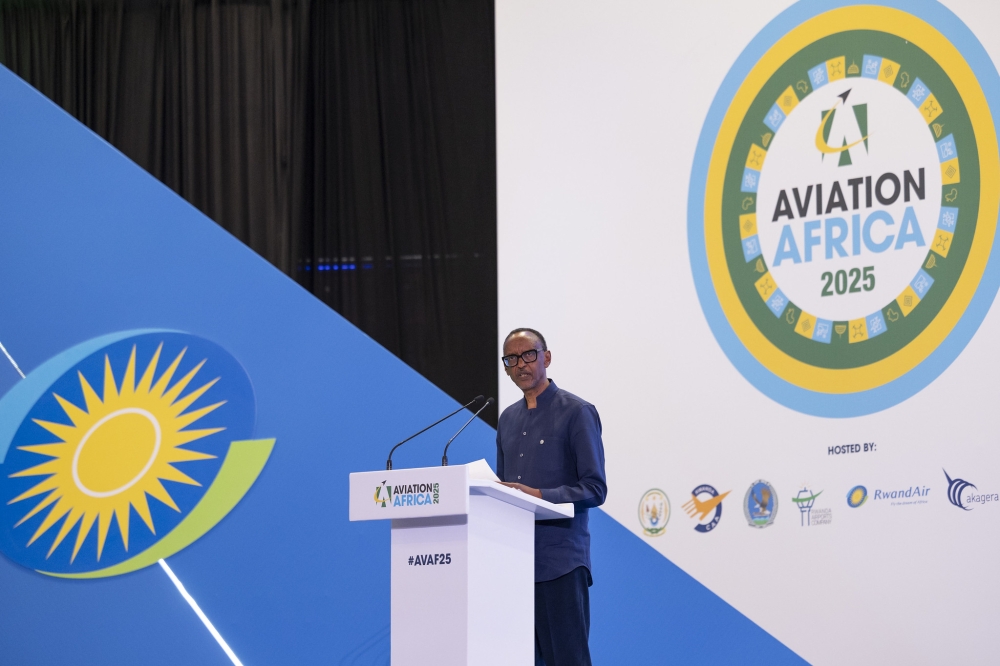President Paul Kagame delivers his remarks at the opening of the 2025 Aviation Africa Summit in Kigali on September 4. PHOTOS BY CRAISH BAHIZI