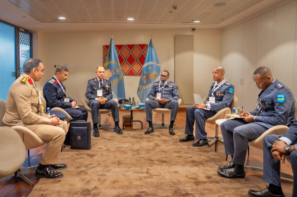 Lt Gen Jean-Jacques Mupenzi (fourth from left) interacts with African counterparts during the meeting.