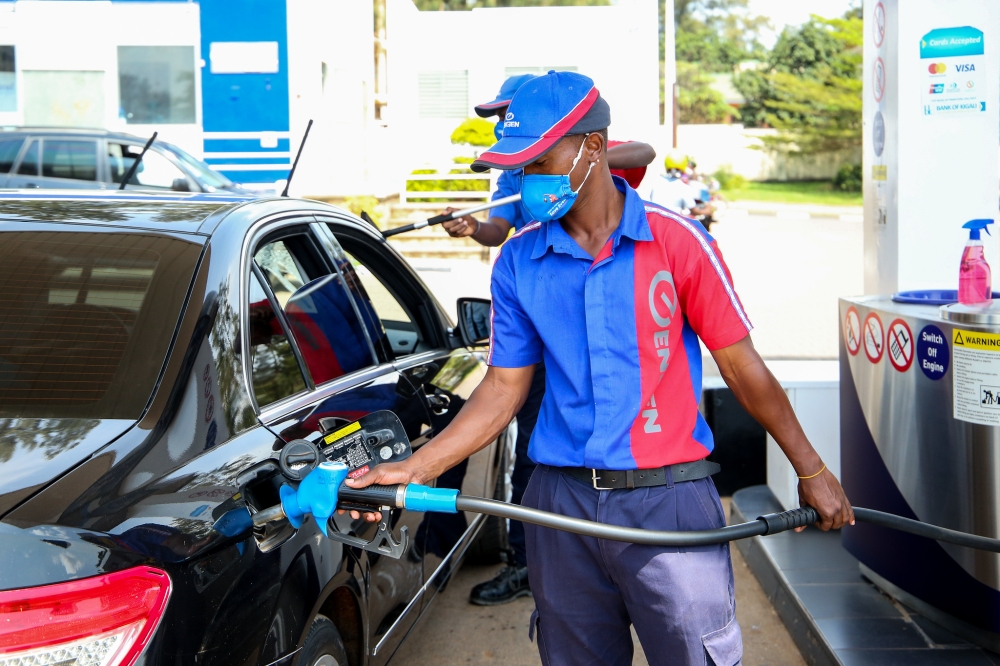 Fuel pump attendant on duty at Gishushu petrol station. Craish BAHIZI