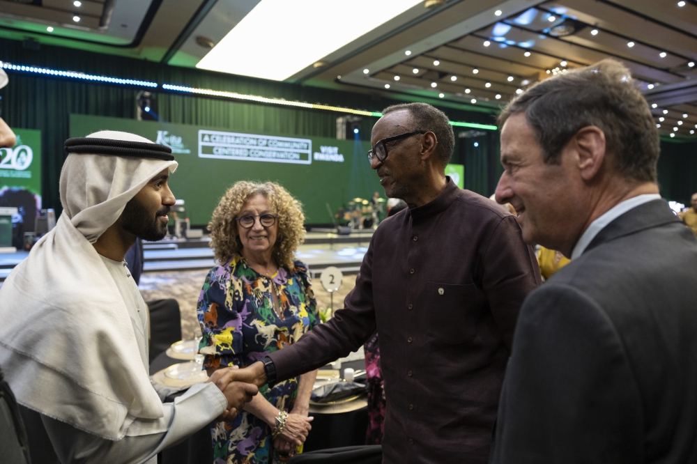 President Paul Kagame greets delegates as he hosted a gala dinner to celebrate the 20th gorilla naming ceremony  on Saturday, September 6. Photos by Village Urugwiro