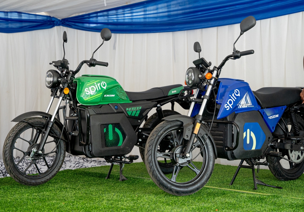 Spiro, a leading Pan-African electric vehicle company, has rolled out affordable electric bikes, the Ekon 450M1 and 450M2.  Photos by Kellya Keza