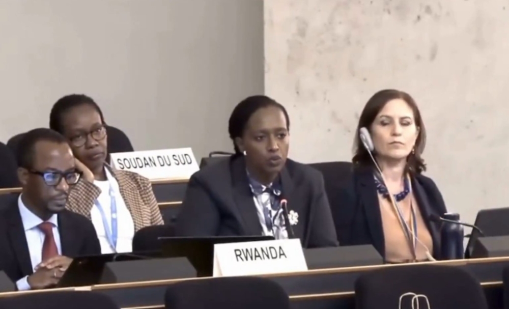 Rwanda’s envoy to the United Nations Office in Geneva Ambassador Urujeni Bakuramutsa at the third meeting of the 60th session of the Human Rights Council on Tuesday, September 9. Courtesy