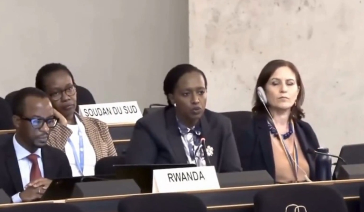 Rwanda’s envoy to the United Nations Office in Geneva Ambassador Urujeni Bakuramutsa at the third meeting of the 60th session of the Human Rights Council on Tuesday, September 9. Courtesy