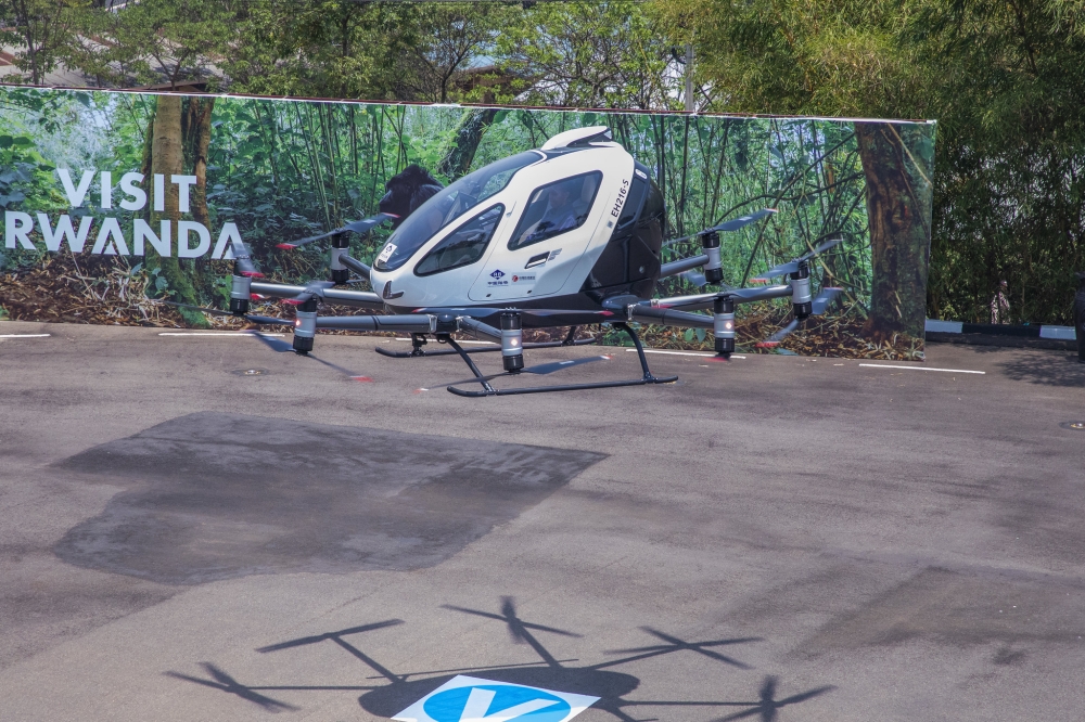 Africa’s first self-flying air taxi was launched in Rwanda during the Aviation Africa Summit & Exhibition in September. Photo by Craish Bahizi