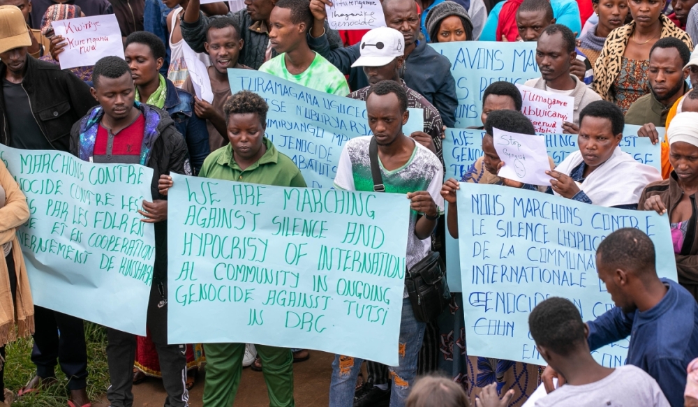 Thousands of Congolese refugees at Kigeme Refugee Camp in Nyamagabe District protested against the genocidal violence committed against Congolese Tutsi in eastern DR Congo. In December 2022,   