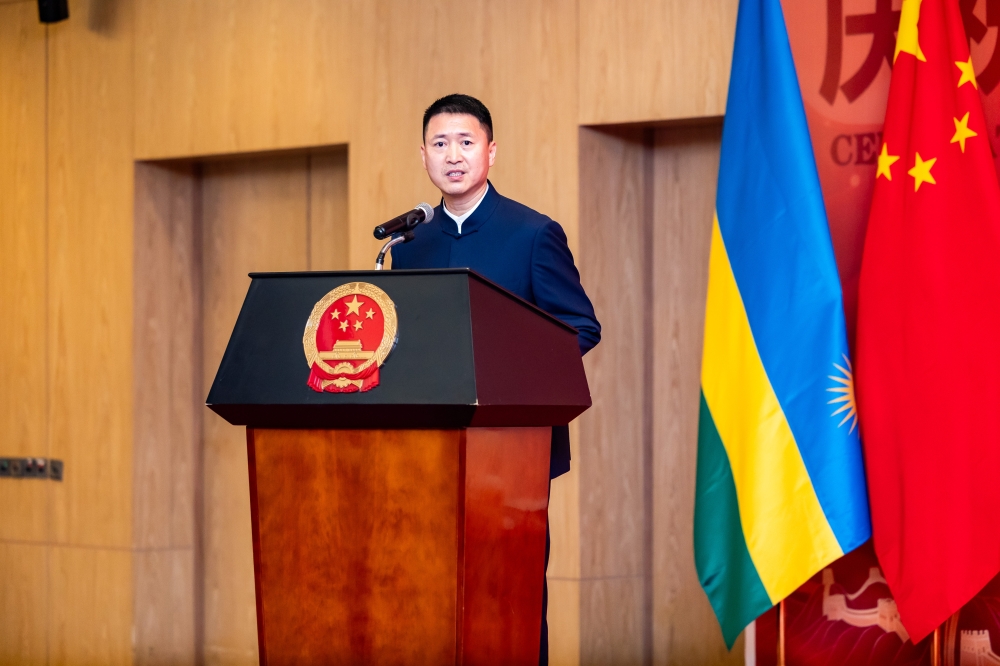 The Chinese Ambassador to Rwanda, Gao Wenqi, speaks at reception held in Kigali as part of the 76th anniversary of the founding of the People&#039;s Republic of China, on Wednesday, September 10.