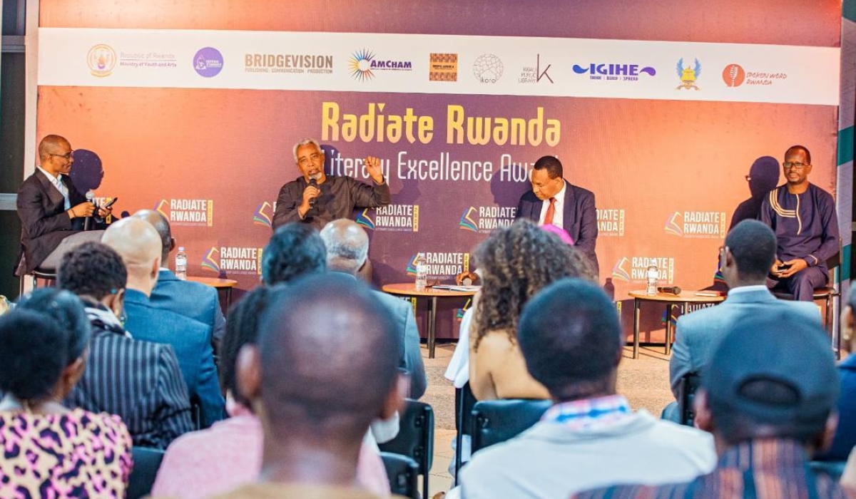 Albert Rudatsimburwa speaks during a pannel discussion at the event.