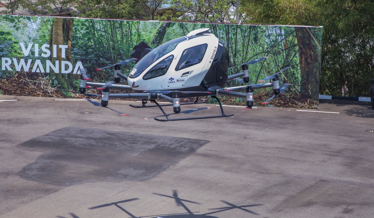 Africa’s first self-flying air taxi was launched in Rwanda during the Aviation Africa Summit & Exhibition in September. Photo by Craish Bahizi