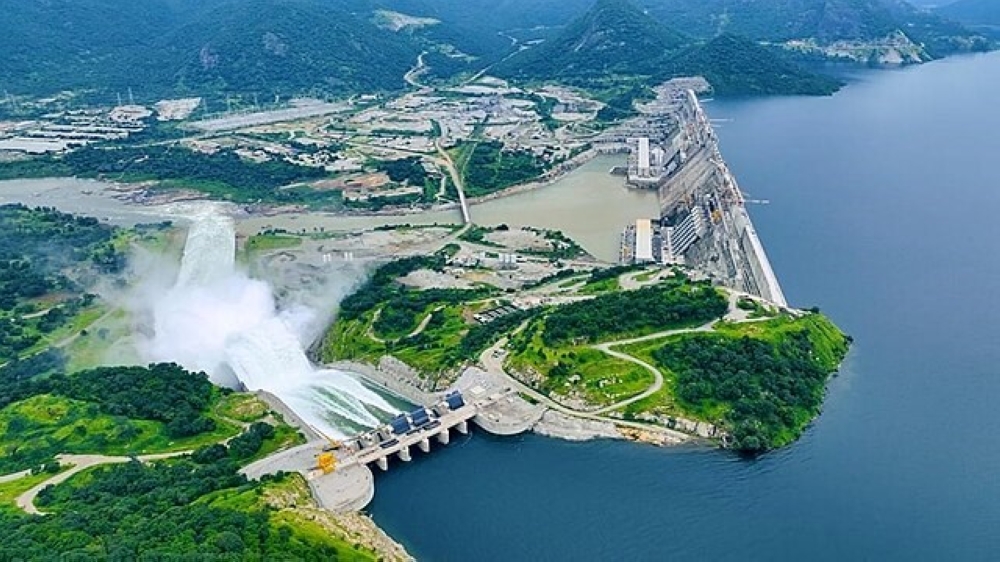 An aerial view of the newly inaugurated Grand Ethiopian Renaissance Dam, the biggest dam in Africa. Courtesy