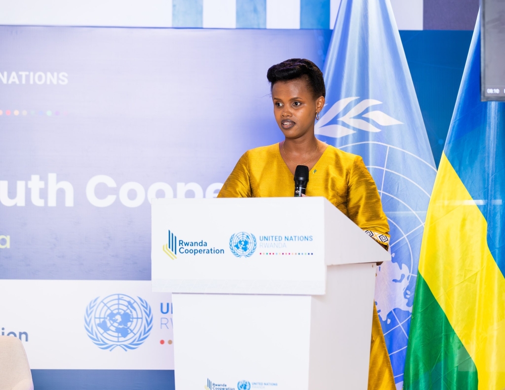Rwanda Cooperative Initiative CEO Patricie Uwase speaks at the International South-South and Triangular Cooperation Day on September 12