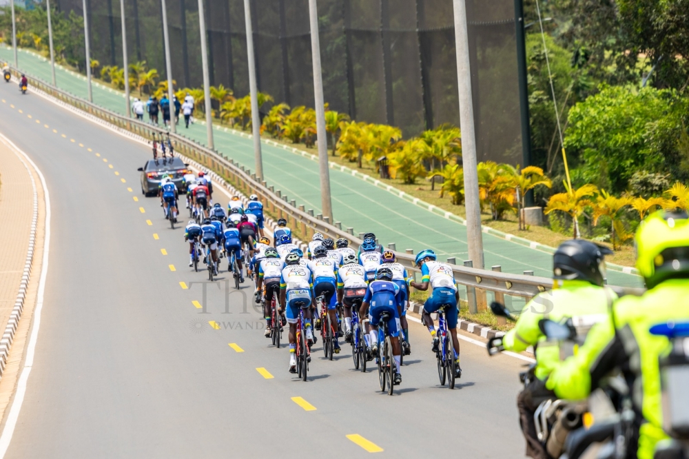 Riders during a simulation exercise ahead of the 2025 UCI Road World Championships in Kigali, on Sunday, September 14. Olivier Mugwiza