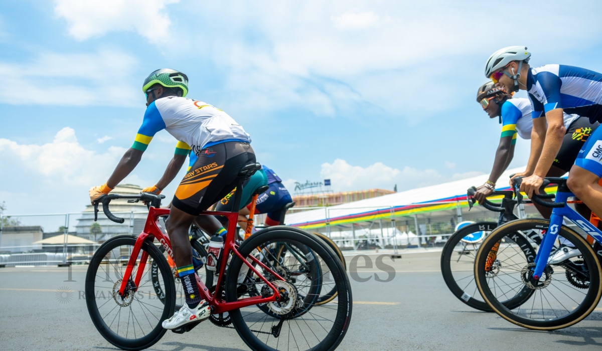 Team Rwanda and other riders from different countries during a training session in the routes that will be used during the 2025 UCI Road World Championships in Kigali. All photos by Olivier Mugwiza