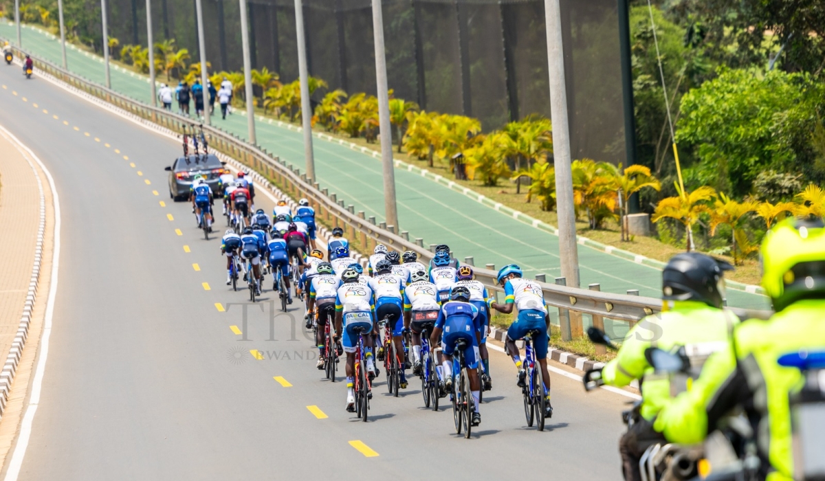 Riders during a simulation exercise ahead of the 2025 UCI Road World Championships in Kigali, on Sunday, September 14. Olivier Mugwiza