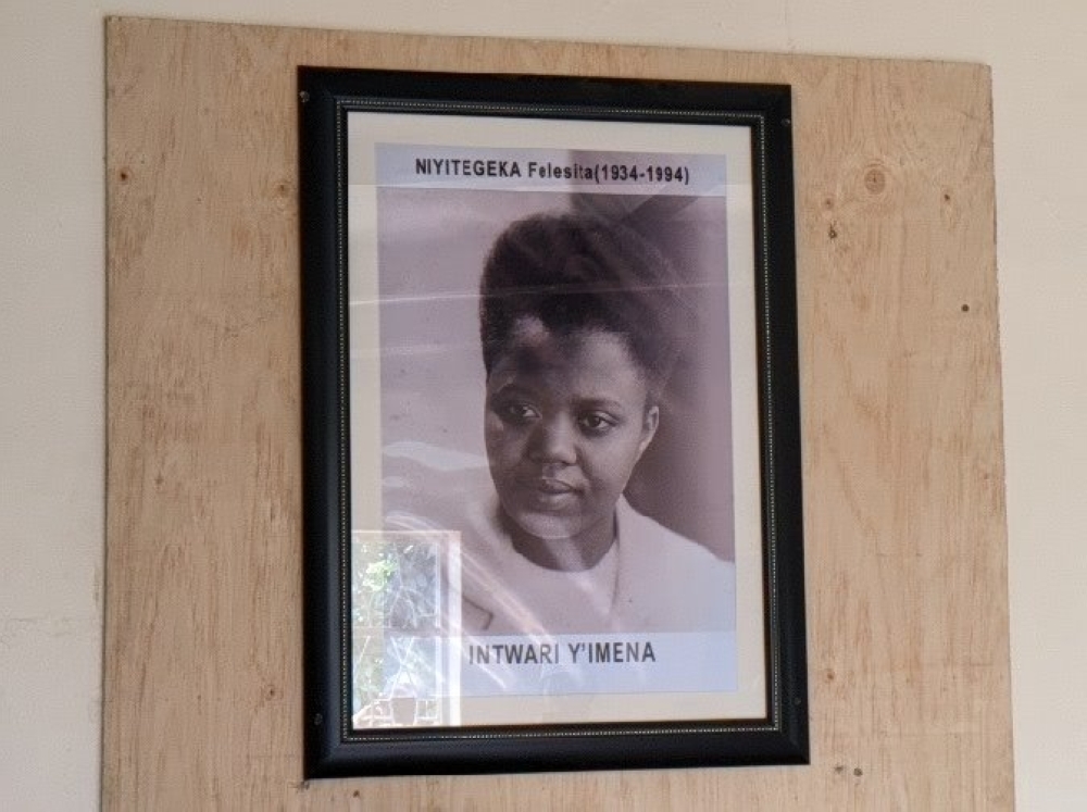 A portrait of Félicité Niyitegeka is installed inside the  mausoleum as part of documenting her life.