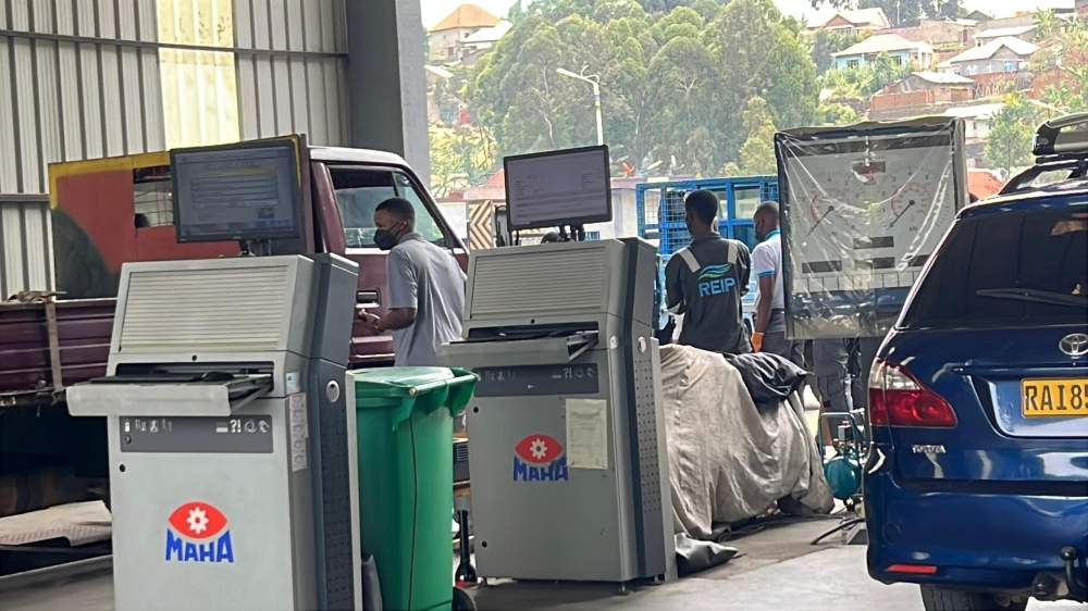 Some vehicles undergo  emissions testing exercise  Musanze District. Courtesy